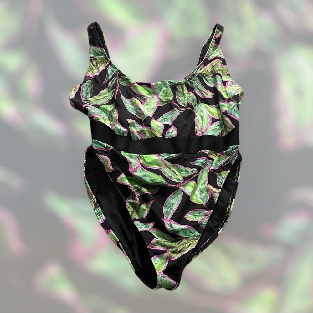 ASOS‎ High Leg Tropical Print Swimsuit Size 14
